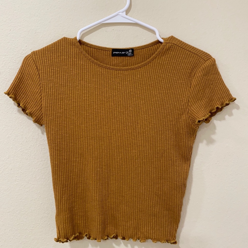 Plain Brown/Gold Ribbed Edge Shirt